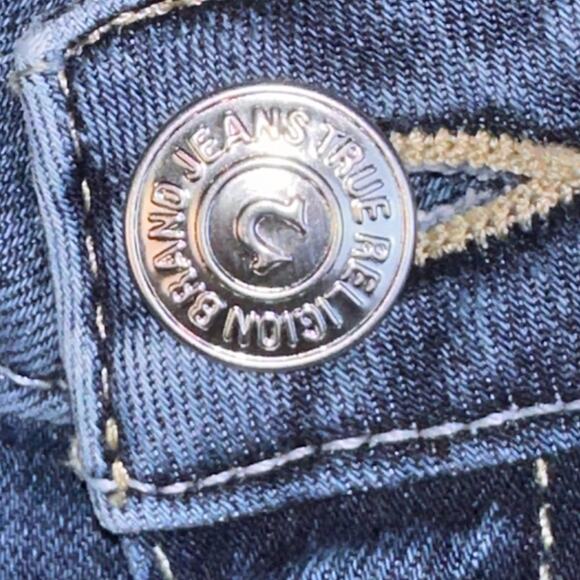 True Religion Jeans Halle Mid Rise Capri Skinny Women's 26 Distressed Y2K Retro - Picture 13 of 16